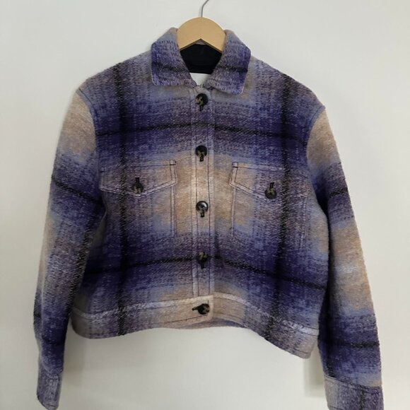 Wilfred Free The Ganna™ Cropped Shirt Jacket - Purple Plaid - Picture 6 of 8